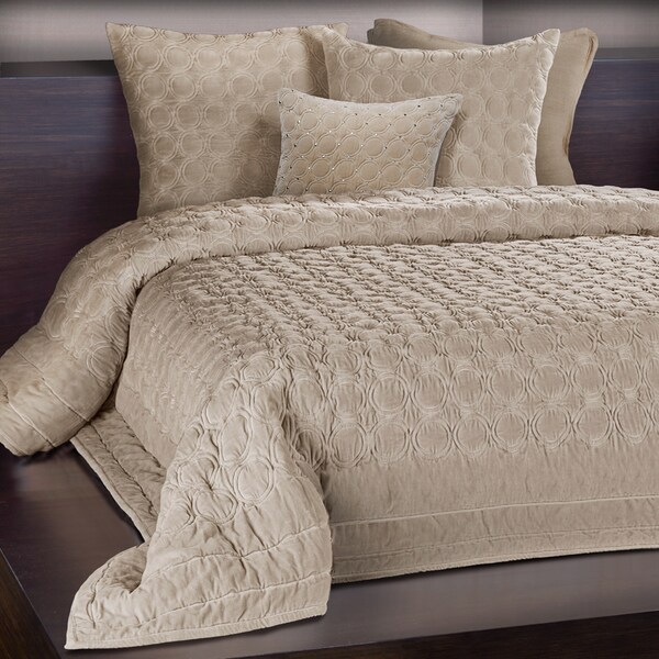 Chauran Meridian Sand Embroidered Luxe Velvet Quilt 17680461