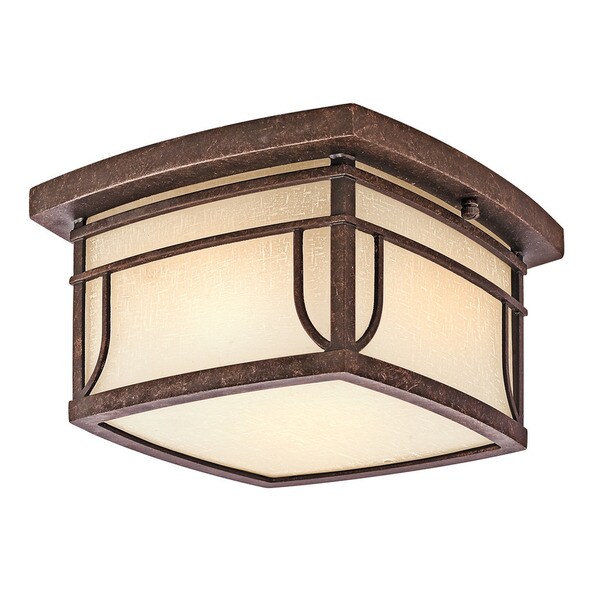 Kichler Lighting Riverbank Collection 2-light Aged Bronze Outdoor Flush Mount