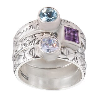 Sterling Silver 3-piece Stackable Ring Set (Israel)