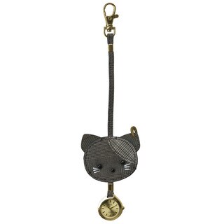 Dakota Moxie Plaid Fabric Cat Hanging Purse Charm Clock