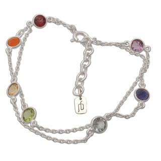 Chakra Sterling Silver Multi-gemstone Bracelet