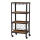 Baxton Studio Swanson Rustic Industrial Kitchen Bar Storage Wine Shelf with Textured Antique Black Metal and Distressed Wood