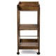 Baxton Studio Hannah Brown Finish Rubberwood Serving Bar Cart with Built-in Wine Rack and Wine Glass Holders