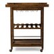 Baxton Studio Hannah Brown Finish Rubberwood Serving Bar Cart with Built-in Wine Rack and Wine Glass Holders
