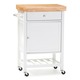 Baxton Studio Fermont Contemporary Thick Wood Top Rolling Kitchen Cart with Towel Rack and Built-in Wine Rack