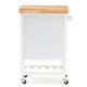 Baxton Studio Fermont Contemporary Thick Wood Top Rolling Kitchen Cart with Towel Rack and Built-in Wine Rack