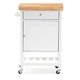 Baxton Studio Fermont Contemporary Thick Wood Top Rolling Kitchen Cart with Towel Rack and Built-in Wine Rack