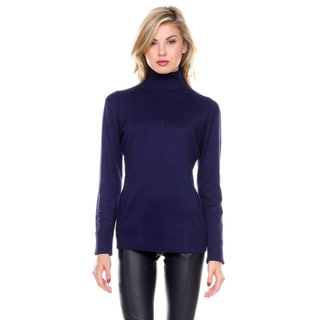 Stanzino Women's Long Sleeve Ribbed Solid Turtleneck Sweater