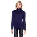 Stanzino Women's Long Sleeve Ribbed Solid Turtleneck Sweater