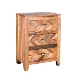 Reclaimed Wood Plank Inlay Bedside Table