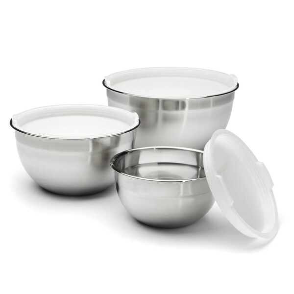 Durable 3 Piece  Stainless Steel Mixing Bowl Set With Lids