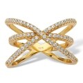 PalmBeach 14k Yellow Gold over Sterling Silver 3/5ct Micropave Cubic Zirconia Open Loop Crossover Ring Bold Fashion
