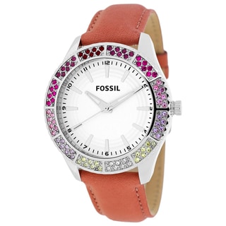 Fossil Women's BQ1220 Classic Round Red Leather Strap Watch