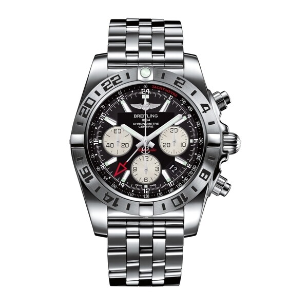 Breitling Men's AB0420B9/BB56 Chronomat 44 GMT Round Silvertone Stainless Steel Bracelet Watch
