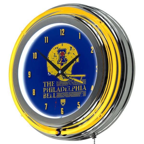 VAF Philadelphia Bell Chrome Double Ring Neon Clock