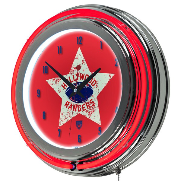 VAF Hollywood Rangers Chrome Double Ring Neon Clock