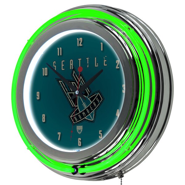 VAF Seattle Bombers Chrome Double Ring Neon Clock