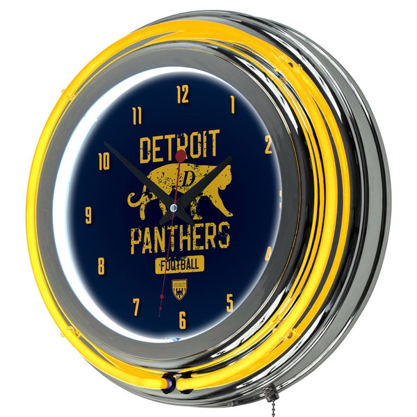 VAF Detroit Panthers Chrome Double Ring Neon Clock