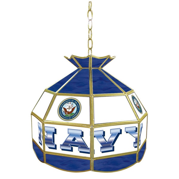 United States Navy Stained Glass Tiffany Lamp - 16 inches