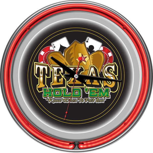 Texas Hold 'em Red Neon Clock - Joss & Main Exclusive