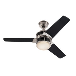 Contemporary 3-blade 44-inch Brushed Nickel and Black Ceiling Fan W/Light Kit