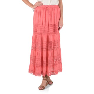 Journee Collection Women's Crochet Tiered Maxi Skirt