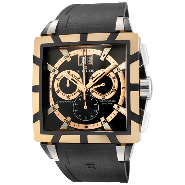 EDOX Classe Royale ED-10013 357 RN NIR Black/ Goldtone Men's Chronograph Watch
