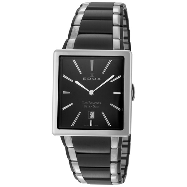 Edox Men's Two-tone Stainless Steel ED-27031 357N NIN Rectangular Ultra Slim Watch