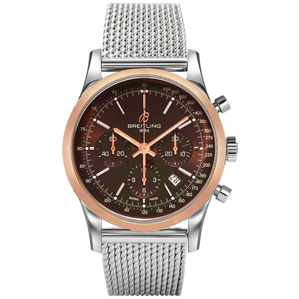 Breitling Men's UB015212-Q594 'Transocean' Chronograph Automatic 18kt Rose Gold Stainless Steel Watch