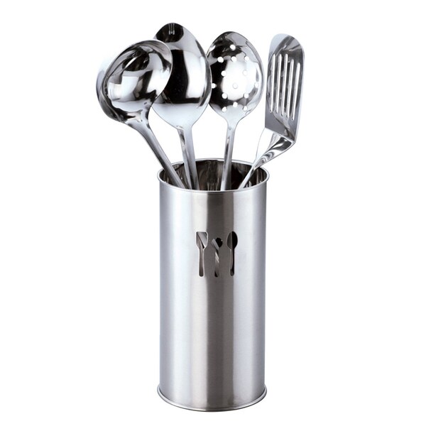 5-piece Stainless Steel Kitchen Tool Set with Holder