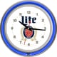 Miller Lite Chrome Double Rung Neon Clock - Retro Design