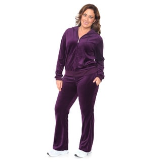 White Mark Women's Plus Size Velour Suit