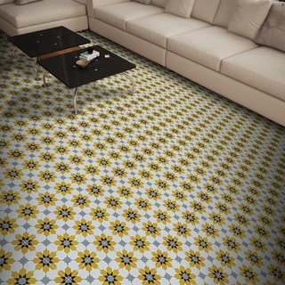 Pack of 12 Ahfir Gold and Grey Stars Wall Tiles (Morocco)