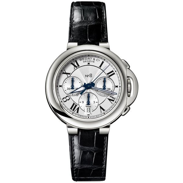 Bedat Unisex 830.010.101 'No. 8' Chronograph Automatic Black Leather Watch