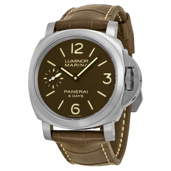 Panerai Men's PAM00564 'Luminor Marina Titanio' 8 Days Hand Wind Brown Leather Watch