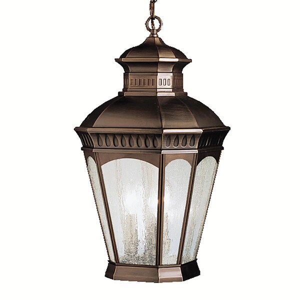 Traditional 3-light Burnished Bronze Outdoor Pendant