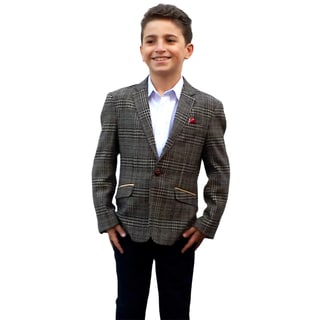Elie Balleh Boy's Milano Italy 2015 Style Brown and Blue Check Jacket/ Blazer