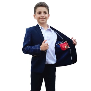 Elie Balleh Milano Italy Boys' Navy Pattern Jacket/ Blazer