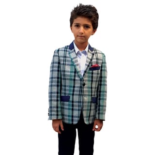 Elie Balleh Milano Boys' Blue Plaid Jacket/ Blazer
