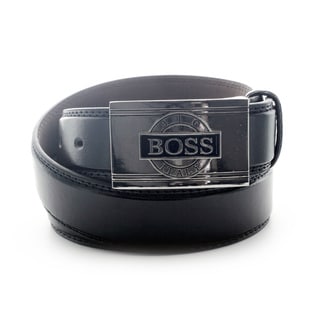 Faddism Men's 'Boss' Plate Buckle Leather Belt