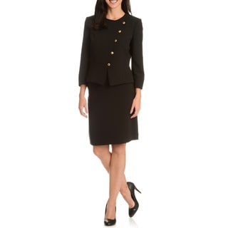 Tahari Arthur S. Levine Women's Black Collarless 2-Piece Skirt Suit