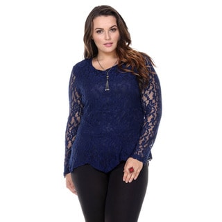 Stanzino Women's Plus Size Lace Peplum Top