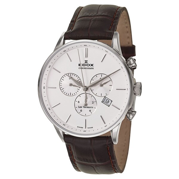 Edox Men's 10408-3A-AIN Leather Watch
