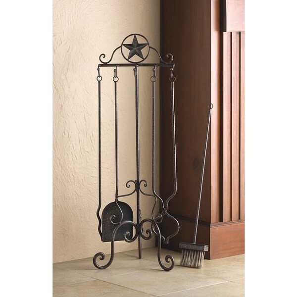 Texas Style Iron Fireplace Tool Set