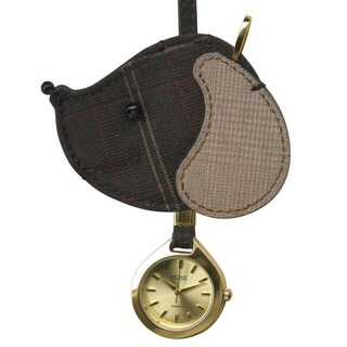 Dakota Women's Moxie Dark Plaid Dog Hanging Purse Charm Clock