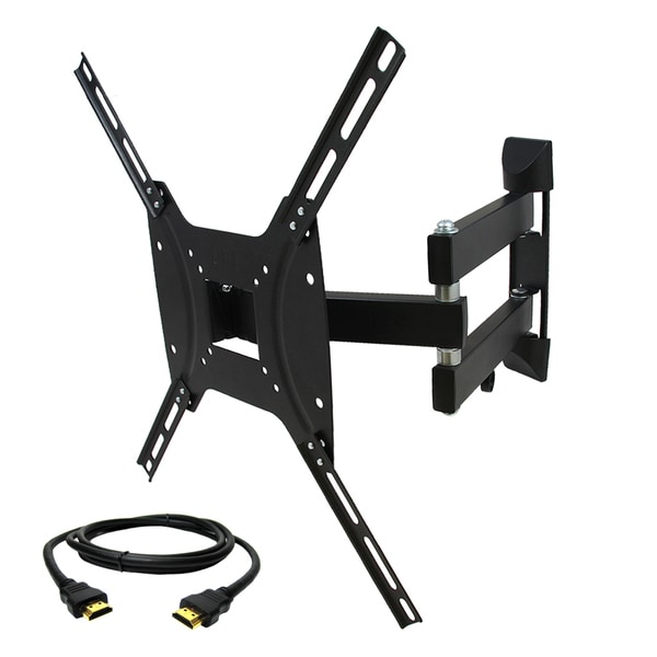 MegaMounts Full Motion Wall Mount with Bubble Level for 26-55-inch Displays with HDMI Cable