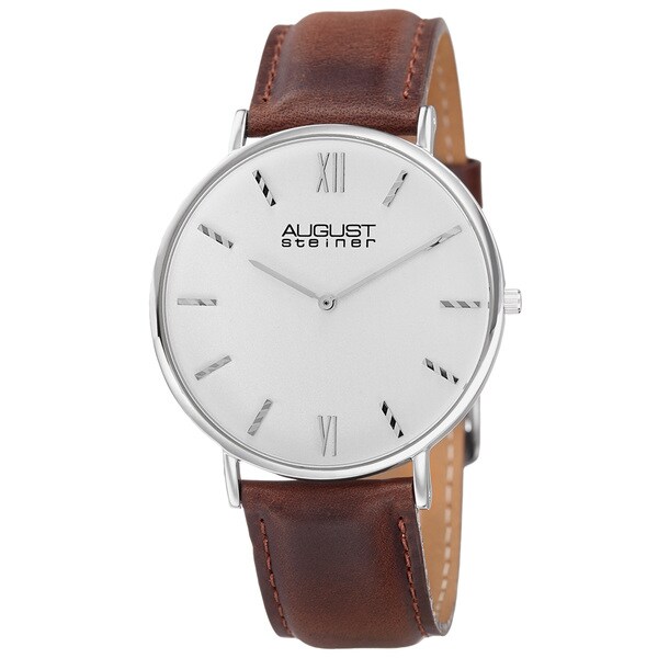 August Steiner Men's Classic Japanese Quartz Leather Strap Watch