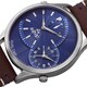 August Steiner Men's Japanese Quartz Dual-Time Leather Strap Watch