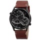 August Steiner Men's Japanese Quartz Dual-Time Leather Strap Watch