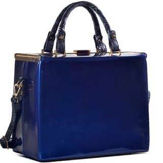 Dasein Faux Leather Large Trunk Bag Satchel with Shoulder Strap